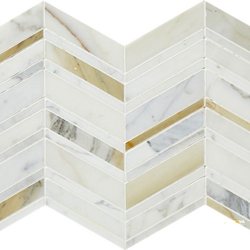CALACATTA POLISHED CHEVRON PATTERN MOSAIC - 2