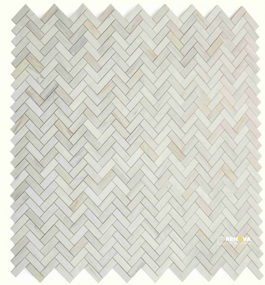 HERRINGBONE WOODEN WHITE HONED MOSAIC 12" X 12" - 4