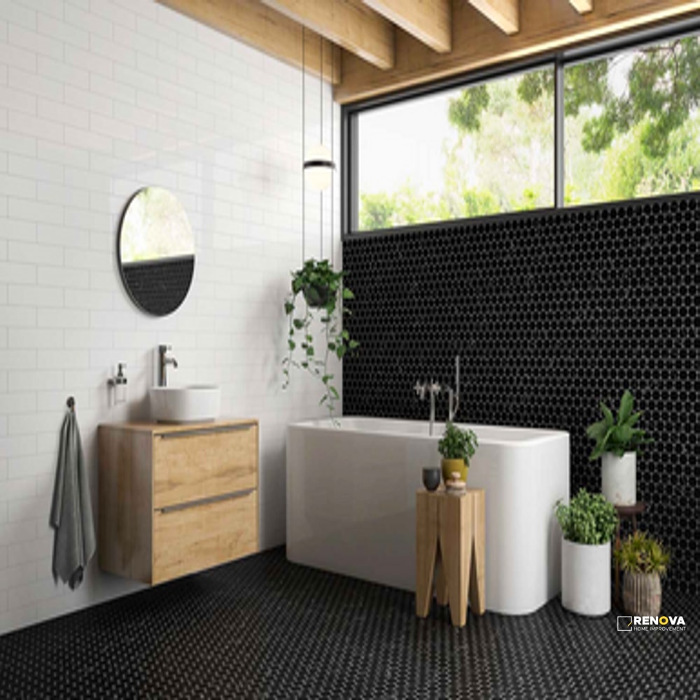 ROCKART NERO MARQUINA DOTS MOSAIC 12" X 12" - 2