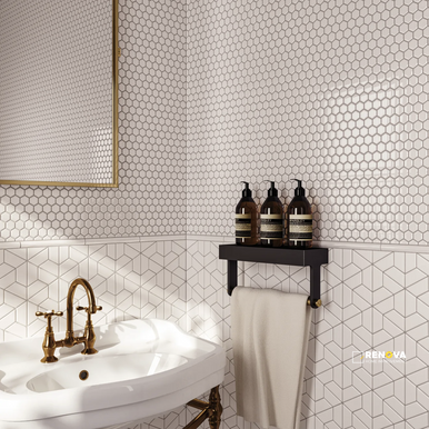 LE CAFE GLOSS HEXAGON MOSAIC 1" X 1" - 2