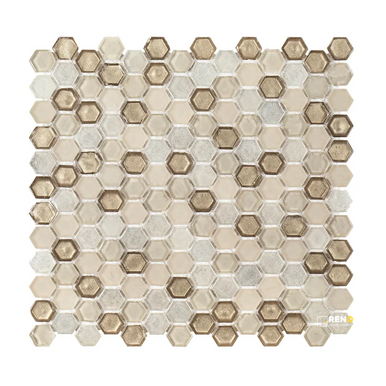 CHAPTER 1 - SUITE GLASS HEX MOSAIC 5/8" ON 11" X 11" SHEET - FLOJEF108 - 6