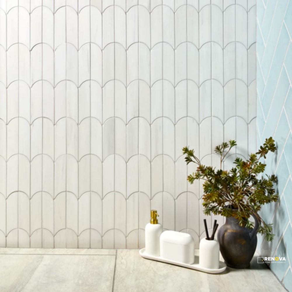 DOLOMITE WHITE HONED ARCH MOSAIC - 2