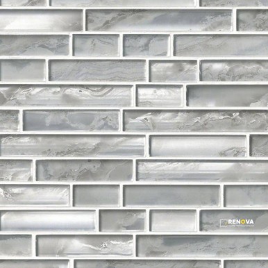 SILVER CANVAS GLASS INTERLOCKING PATTERN MOSAIC 8MM - 6