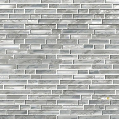 SILVER CANVAS GLASS INTERLOCKING PATTERN MOSAIC 8MM - 4